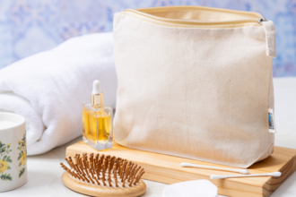 BOLSINA Bavlněná kosmetická taštička, béžová