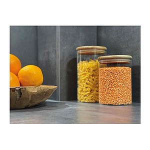 Borosilicate glass jar with pine wood lid, 1000 ml
