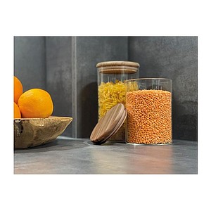 Borosilicate glass jar with pine wood lid, 700 ml