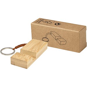 Bosona bamboo phone holder with keychain, wood