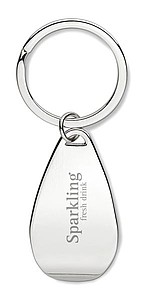 Bottle opener key ring, shiny silver