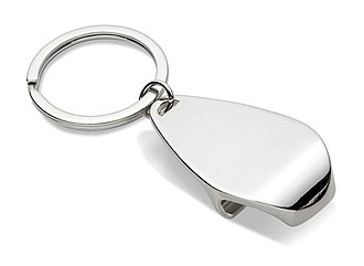 Bottle opener key ring, shiny silver