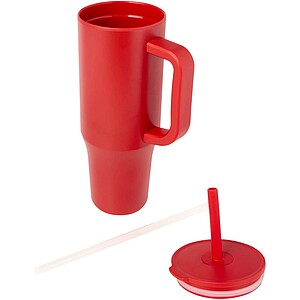 Brady 900 ml RCS certified insulated tumbler with silicone straw, red