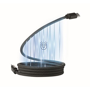 Braided magnetic cable in RPET, black