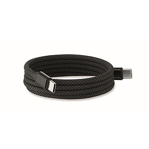 Braided magnetic cable in RPET, black