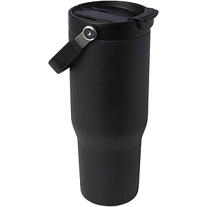 Bronx 900 ml RCS recycled stainless steel copper vacuum insulated tumbler with dual function lid, solid black