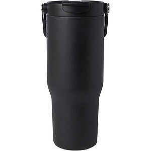 Bronx 900 ml RCS recycled stainless steel copper vacuum insulated tumbler with dual function lid, solid black