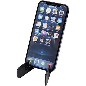 Buna recycled plastic foldable tablet and phone stand, solid black