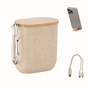 Cable set in case, beige