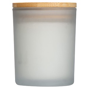 Candle in frosted glass with bamboo lid