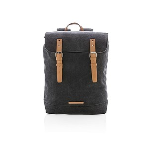 Canvas laptop backpack PVC free, black