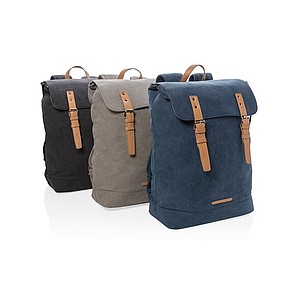 Canvas laptop backpack PVC free, black