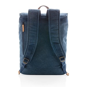 Canvas laptop backpack PVC free, blue