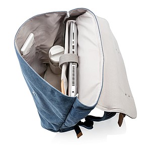 Canvas laptop backpack PVC free, blue