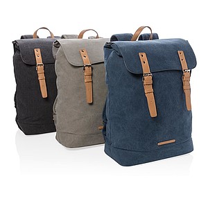 Canvas laptop backpack PVC free, blue