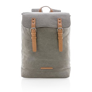 Canvas laptop backpack PVC free, grey