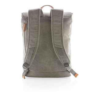 Canvas laptop backpack PVC free, grey