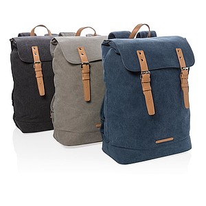 Canvas laptop backpack PVC free, grey