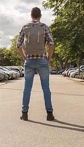 Canvas laptop backpack PVC free, grey