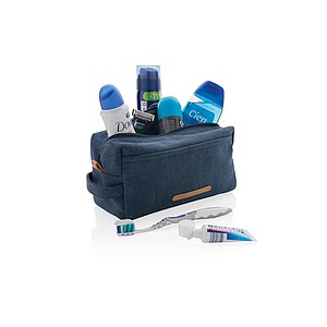 Canvas toiletry bag PVC free, blue