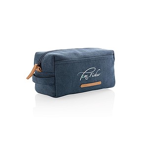 Canvas toiletry bag PVC free, blue