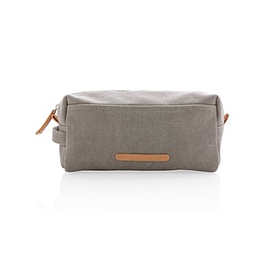 Canvas toiletry bag PVC free, grey