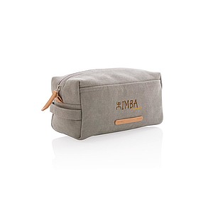 Canvas toiletry bag PVC free, grey