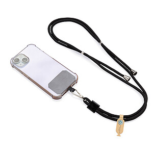 CarryLoop RCS recycled PET adjustable phone holder lanyard, black