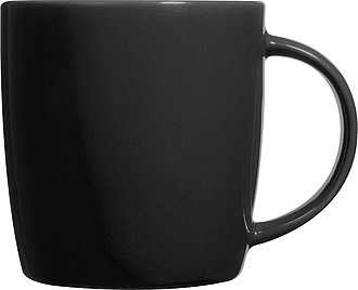 Ceramic cup, white inside and coloured outside, black