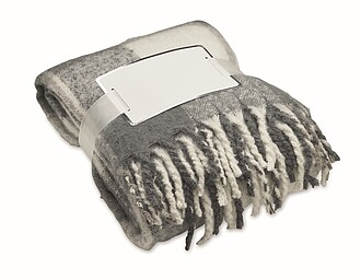 Chequered design mohair feel RPET polyester blanket