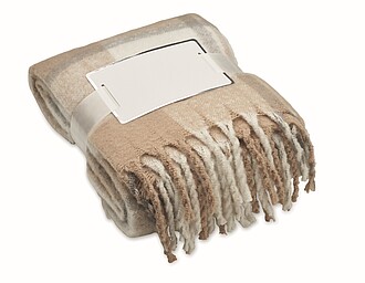 Chequered design mohair feel RPET polyester blanket