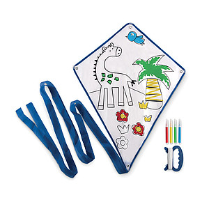 Childrens kite in polyester with 4 markers.