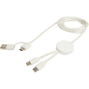 Citala 5-in-1 recycled plastic 150 cm data sync and 27W fast charge cable, white