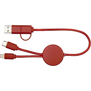 Citala 5-in-1 recycled plastic 30 cm data sync and 27W fast charge cable, brick