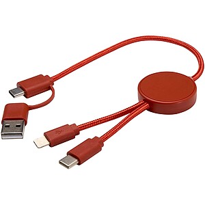 Citala 5-in-1 recycled plastic 30 cm data sync and 27W fast charge cable, brick