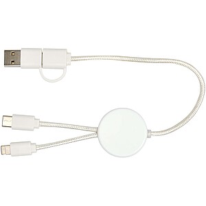 Citala 5-in-1 recycled plastic 30 cm data sync and 27W fast charge cable, white