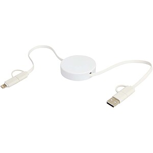 Citala 5-in-1 recycled plastic 90 cm retractable data sync and 40W fast charge cable, white