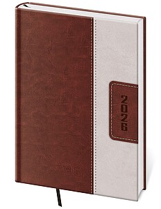 Classic 2026 diář týdenní A5, hnědo hnědý
