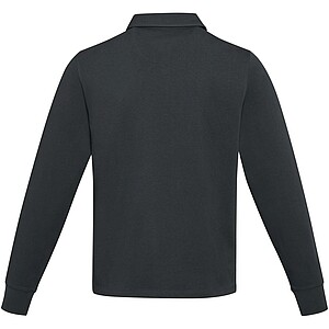 Clyde unisex organic rugby polo sweatshirt, solid black