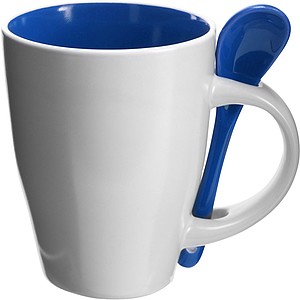 Coffee mug with spoon Blue