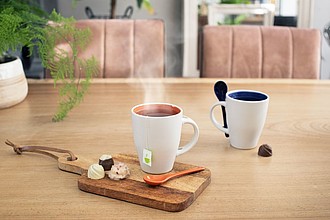 Coffee mug with spoon Pale blue