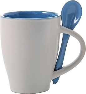 Coffee mug with spoon Pale blue