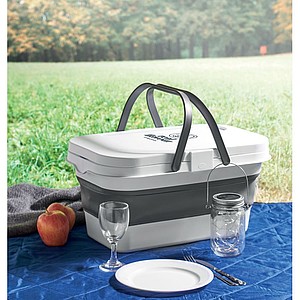 Collapsible silicone picnic basket with PP table top