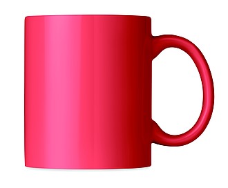 Coloured ceramic mug in box