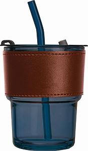 Coloured drinking glass with glass straw
