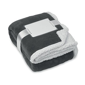 Coral fleece blanket with Sherpa Lining, grey