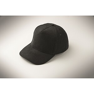 Corduroy 5 panel baseball cap, black