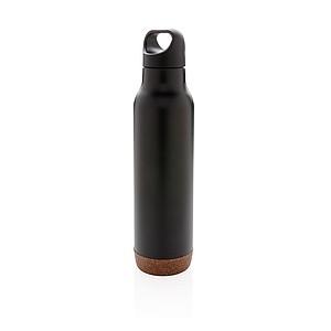 Cork leakproof vacuum flask, black