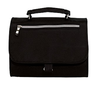 Cosmetic bag with 5 zip pockets,colour black