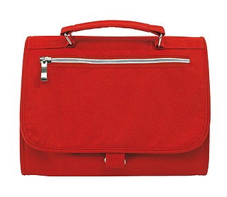 Cosmetic bag with 5 zip pockets,colour red